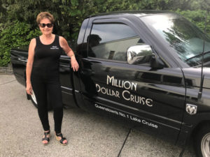 Betty Perkins, owner of Queenstown Lake Cruise with her vehicle